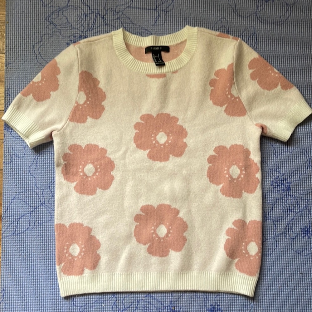 Pink Flower Sweater Top